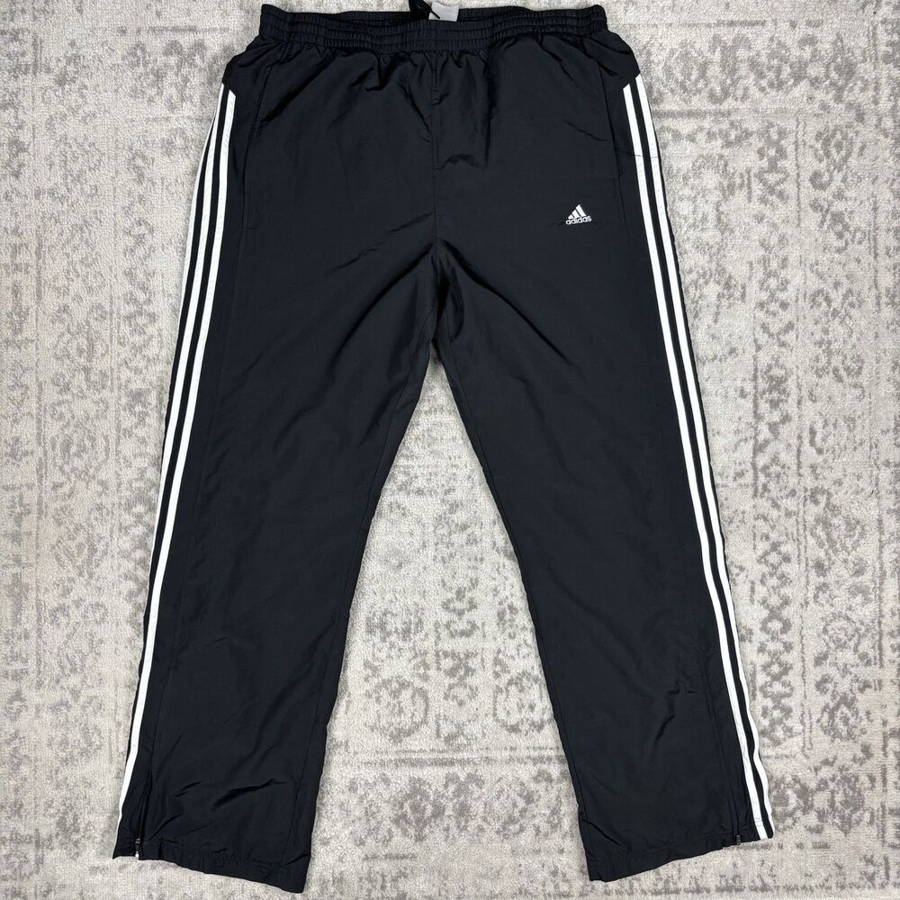 Vintage Adidas Pants Mens Black Athletic Active 360 Ankle Zip Lined Y2K Size XL